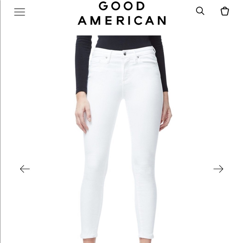 NWT Good American good legs crop white  jeans 6
